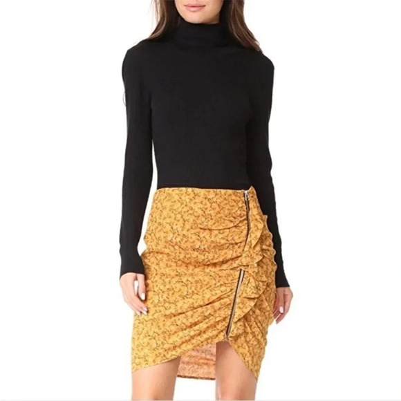 Veronica Beard Spencer floral ruched ruffle zip midi skirt - Picture 1 of 13